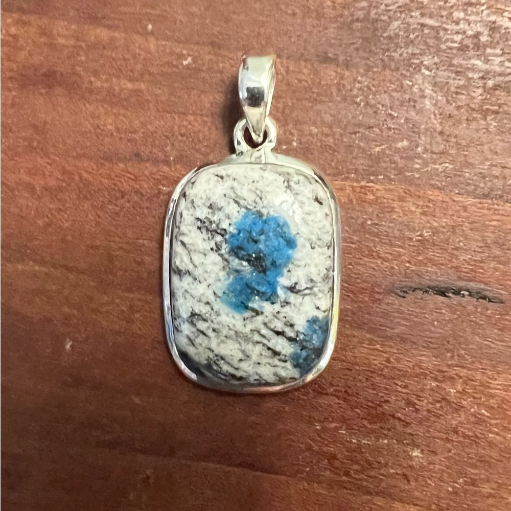 K2 Jasper / Azurite Granite Pendant | 925 Sterling Silver Crown Chakra NEW #552 - Picture 4 of 6